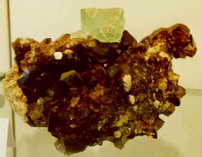 Green fluorite on black quartz