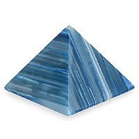 Striped blue agate pyramid