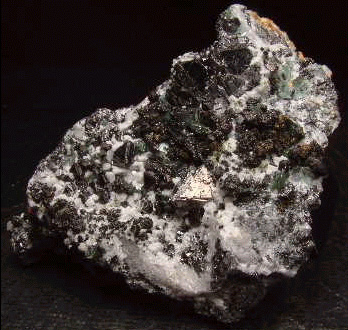 valleriite on a matrix with magnetite